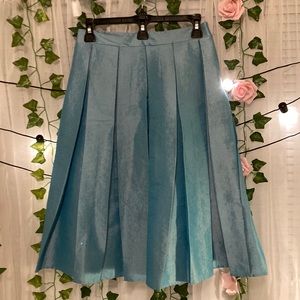 Blue Pleated Midi Skirt